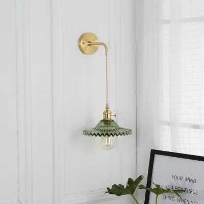 Nordic Japanese Brass Wall Lamp Bedroom Bedside Lamp Bathroom Cloakroom Background Wall Mirror Front Creative Glass Wall LampXJ250526