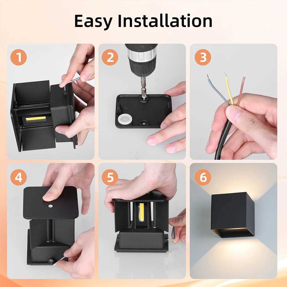 Wall Lights AC180-265V Indoor Wall Light Aluminum Outdoor Waterproof Up Down Garden Wall Lighting For Home Pathway Bedroom LampXJ250526