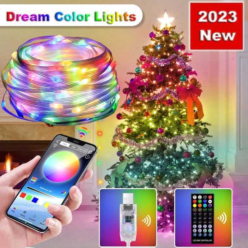 Christmas Outdoor Light Fantasy Colors Garland USB 5V WS2812B LED Fairy Tale Light String Wedding Party and Holiday Light W250526