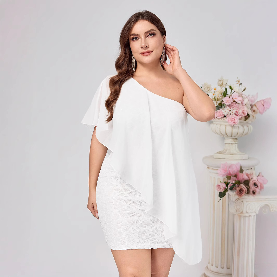 2025 Womens New Casual Fashion Style Solid Color Sexy Folded Sleeveless Slant Neck Single Shoulder Dress