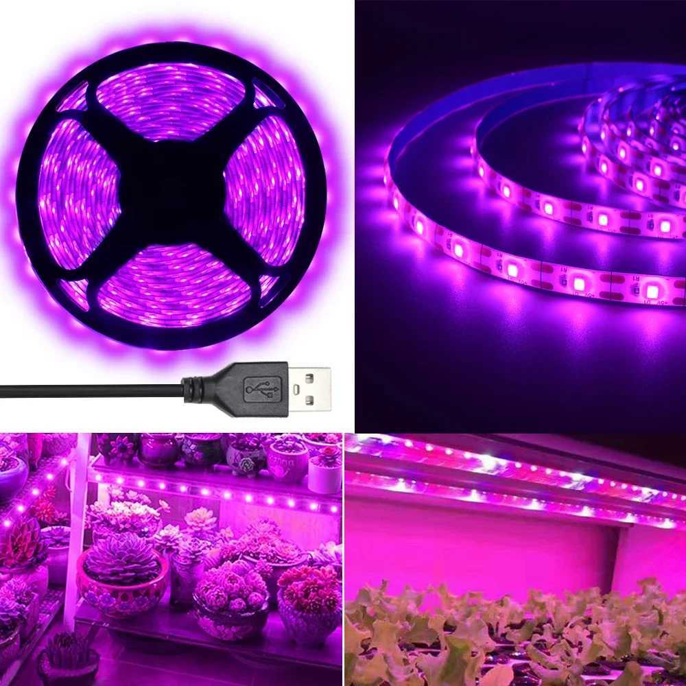 5V USB Plant Grow LED Strip Light Full Spectrum Lamp Phyto Lamps For Plants Greenhouse Hydroponic Growing IP65 4m 5m 1M 2M 3MXJ250526