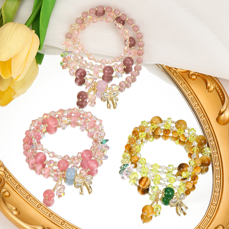 with Butterfly Knot Pendant Bracelet, Handmade Colored Crystal Jewelry for Women