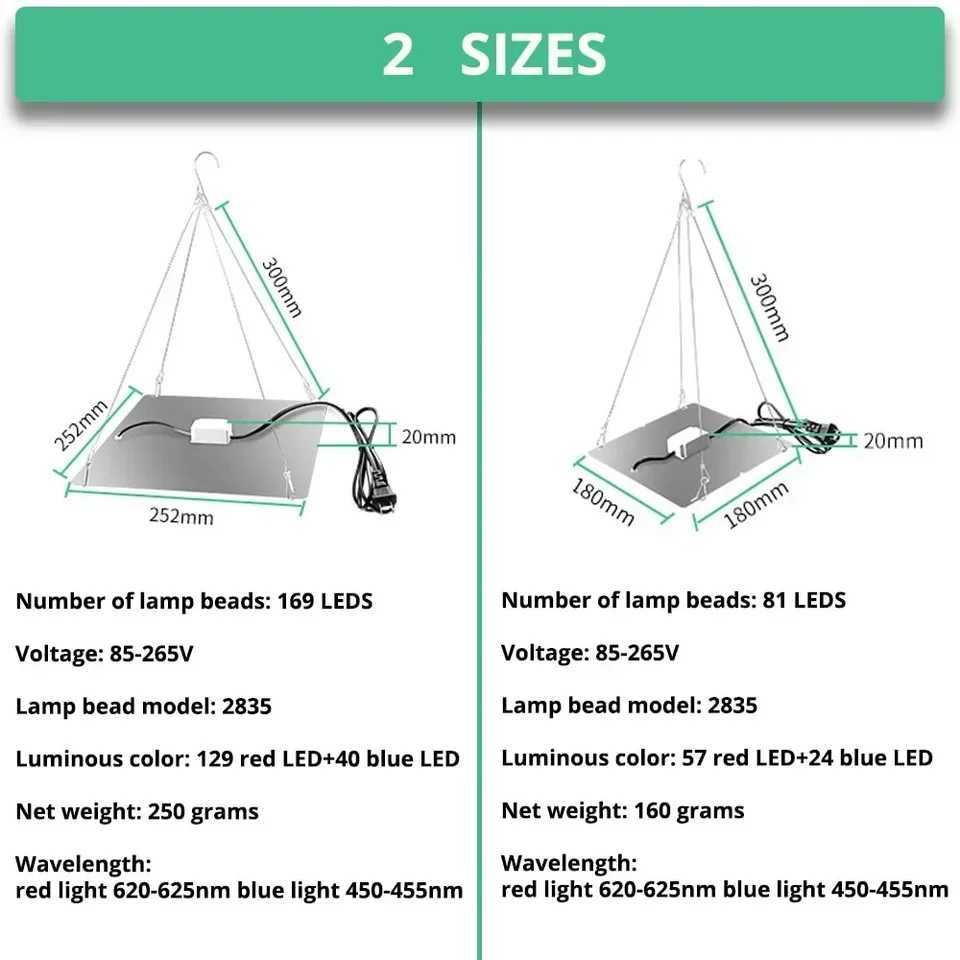 169/81 LED Plant Grow Light Full Spectrum Veg Bloom Lamp Indoor Plant Growing Light Greenhouse Garden US/EU PlugXJ250526