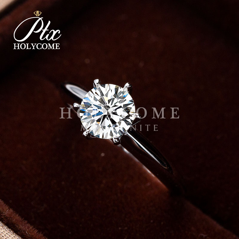 Luxury Moissanite Diamond Ring With GRA Certificate S925 Sterling Silver Wholesale D Color VVS 1ct Moissanite Classic 6-Prong Wedding Rings