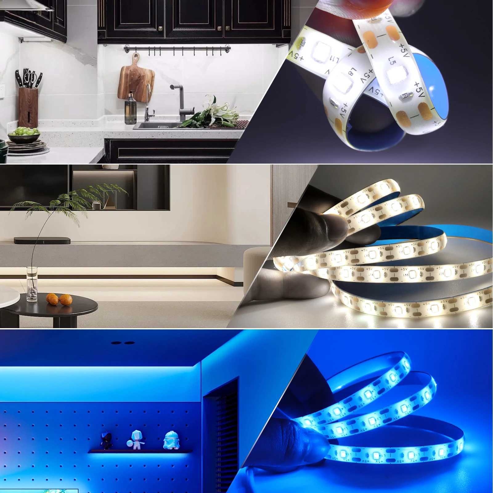 DC 5V USB LED Strip Pink/Yellow/White/Warm White/Red/Blue/Green Flexible Ribbon Tape Backlight 50CM 1M 2M 4M 5M W250526