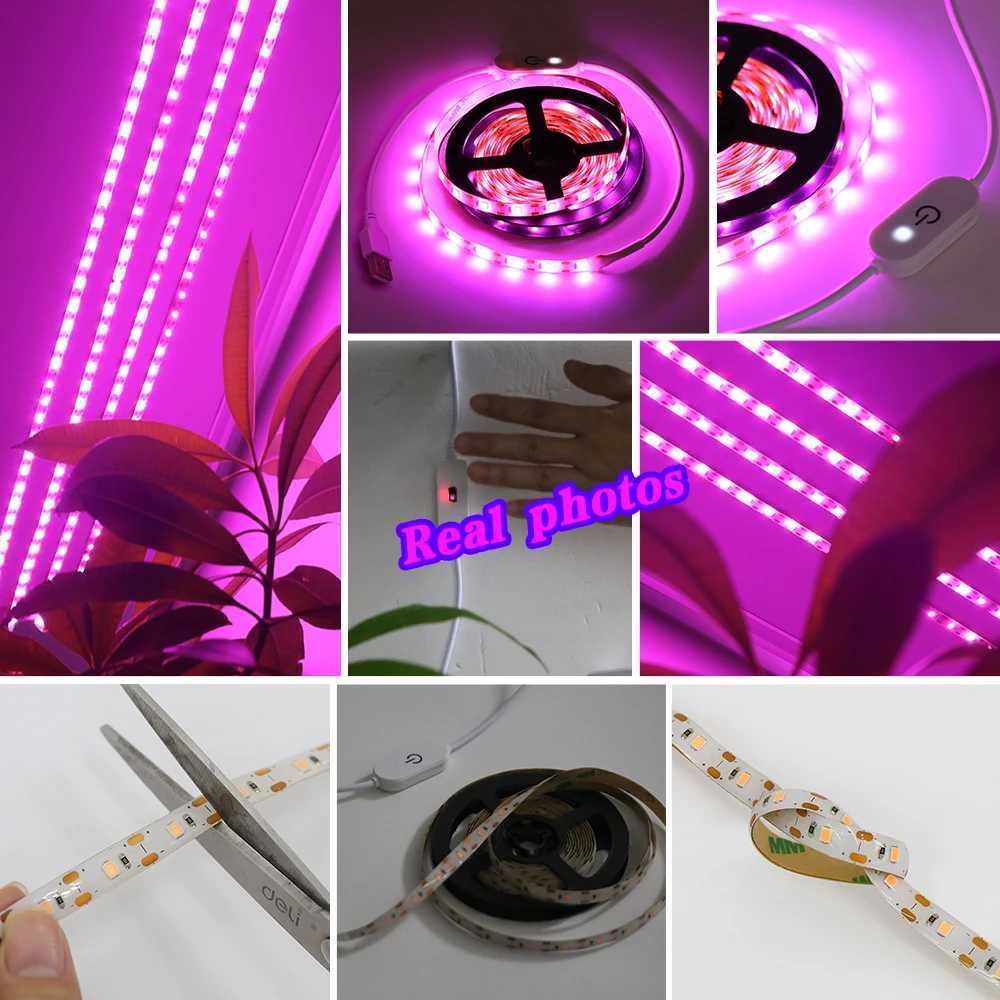 USB Dimming LED Grow Light Full Spectrum Switch Plant Light Waterproof IP65 DC 5V LED Strip Phyto Lamps For Vegetable FlowerXJ250526