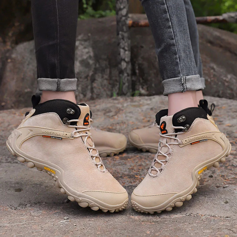 Cow Leather Winter Men Hiking Boots For Women Outdoor Waterproof Treeking Snow Shoes Climbing Mountain Hunting Walking Sneakers 250526