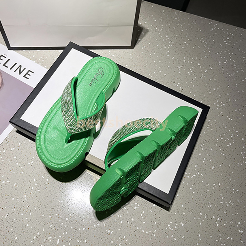 designer sandals rhinestone shimmer slides womens slippers casual fashion luxury flats heels sliders summer soft comfortable platform mules slipper si