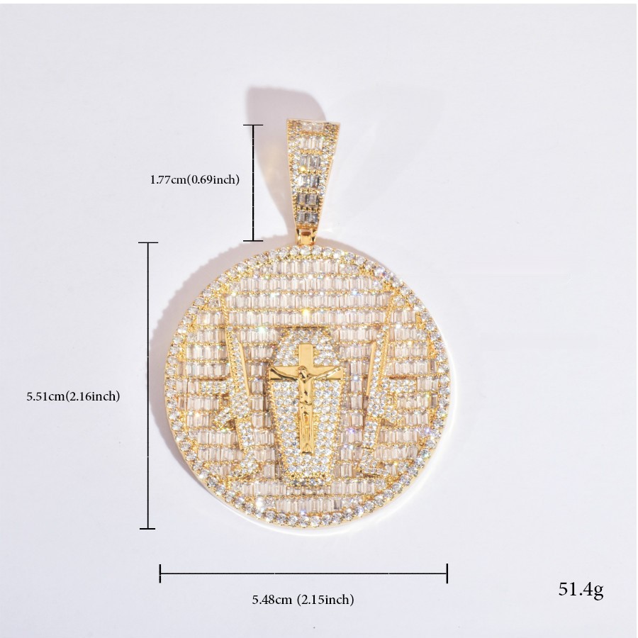 Luxury hip-hop new pendant necklace inlaid with Mosan GRA certificate Fashion trend disc full of diamond jewelry Free shipping