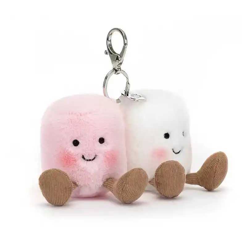 New Jelly Cat Fun Marshmallow Keychain Cotton Candy Two Tone Cute Soft Two Tone Doll Keychain Bag Pendant Girls Gift XJ250524