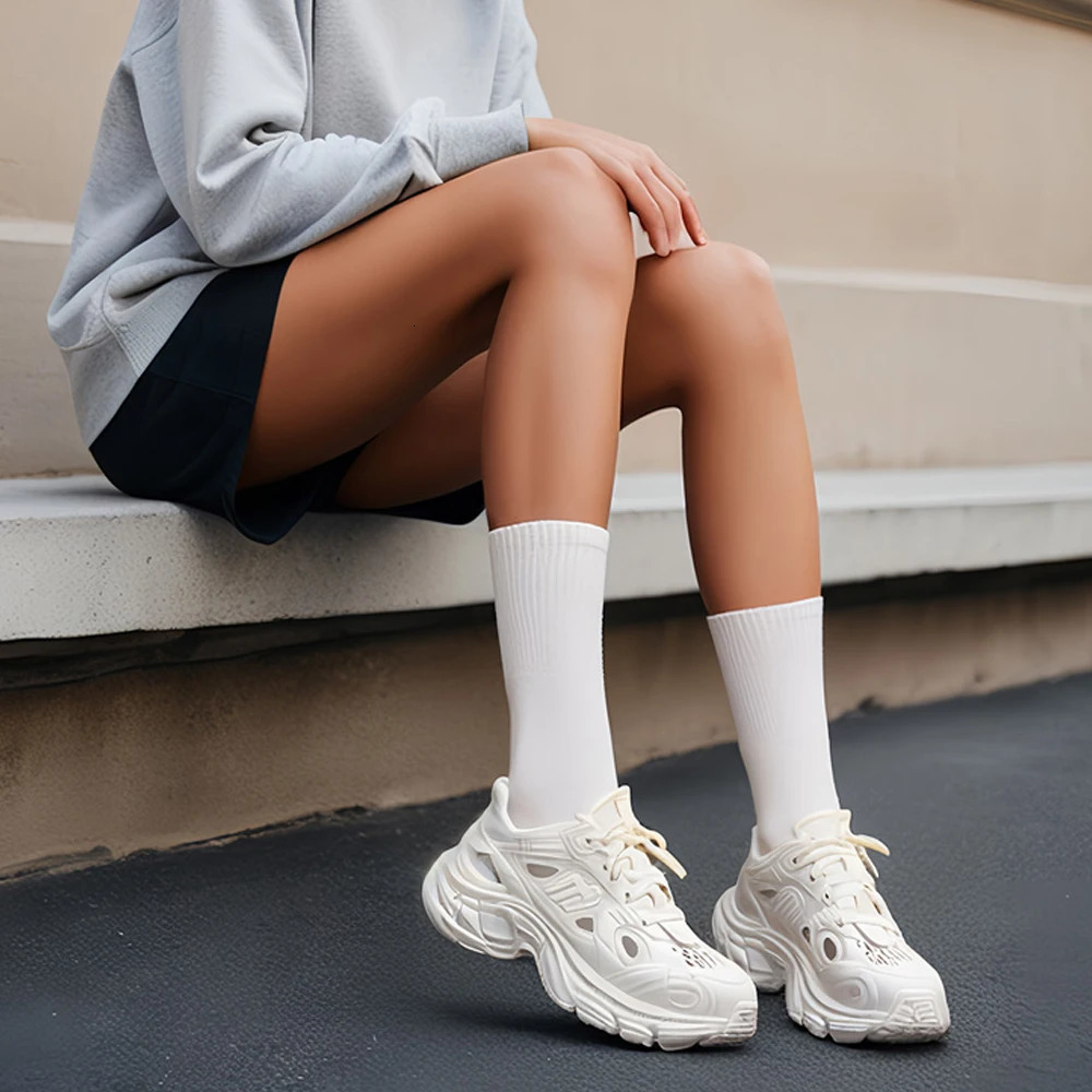 BASATU Hollow Out Breathable Chunky Sneakers Women Summer Fashion Platform Sports Shoes Non Slip Thick Sole Vulcanized Shoes 250526