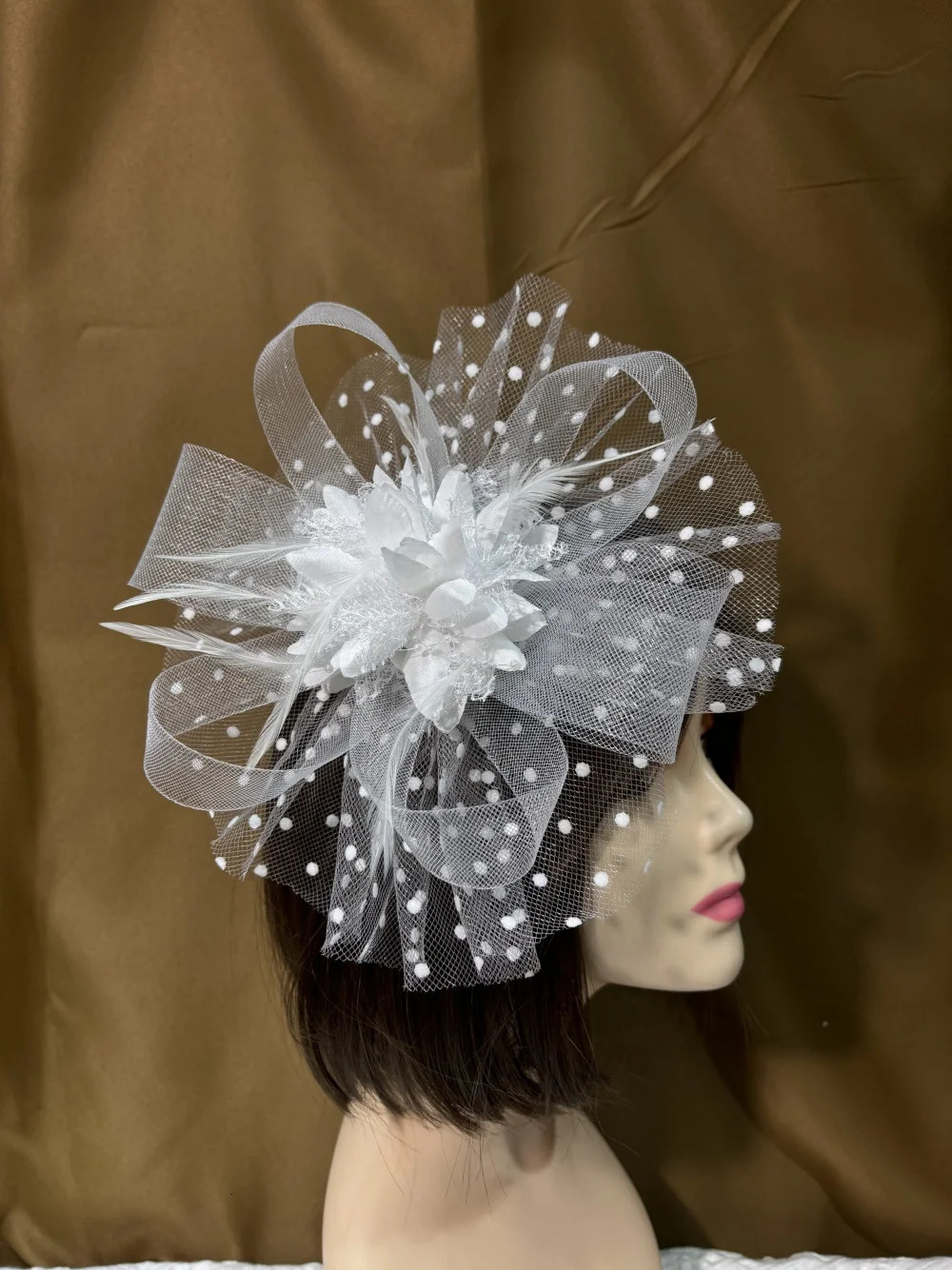 Women Mesh Flower Fascinator Hat Wedding Party Feather Floral Mesh Veil Headband Ladies Cocktail Tea Party Hair Accessories 250520