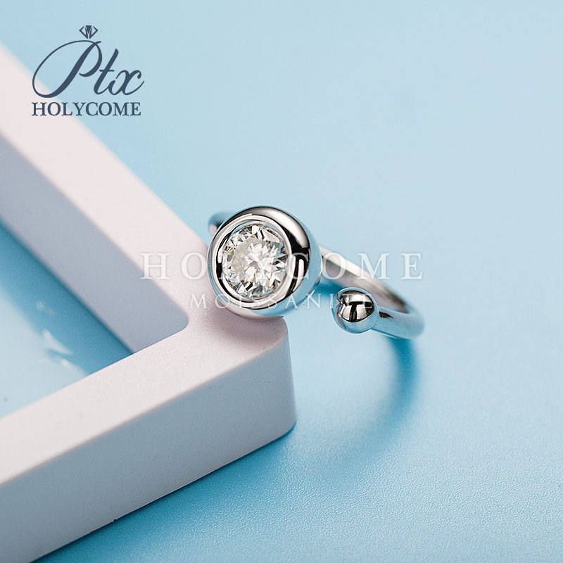 Fashion Moissanite Open Ring 925 Sterling Silver Jewelry D Color Round Brilliant VVS Diamond Bubble Party Daily Wear Ring Gift for Women