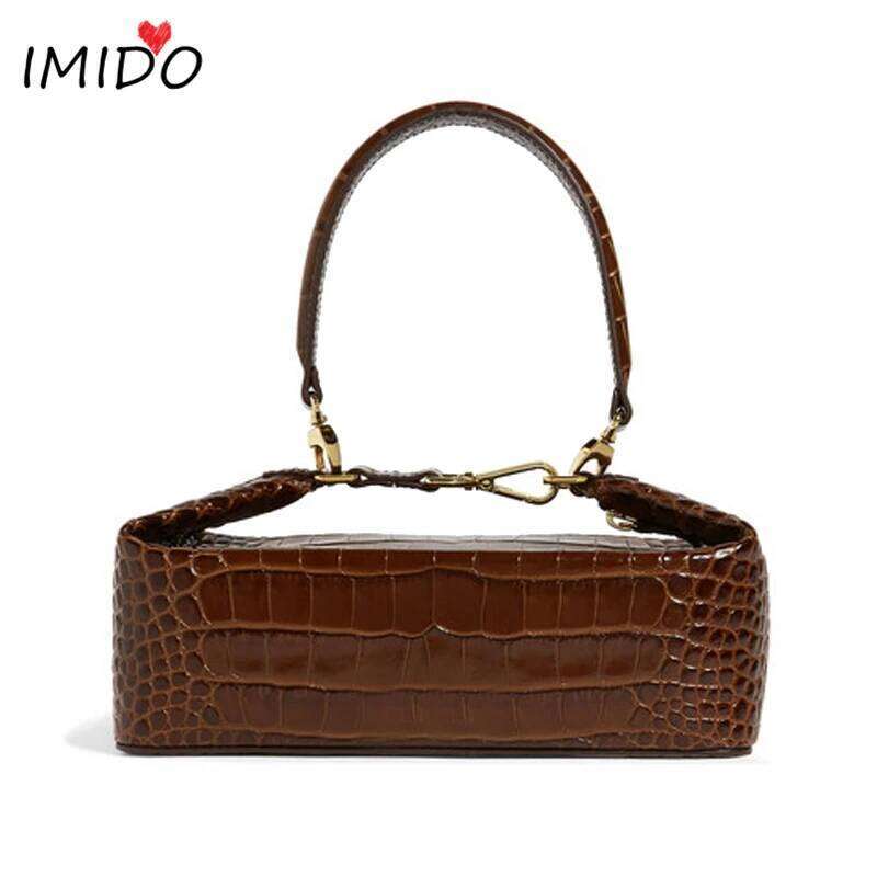 Square Alligator Box Handbags Retro PU Leather Shoulder Bags For Women 2024 Solid Color Clutch Bolsa Feminina Sac