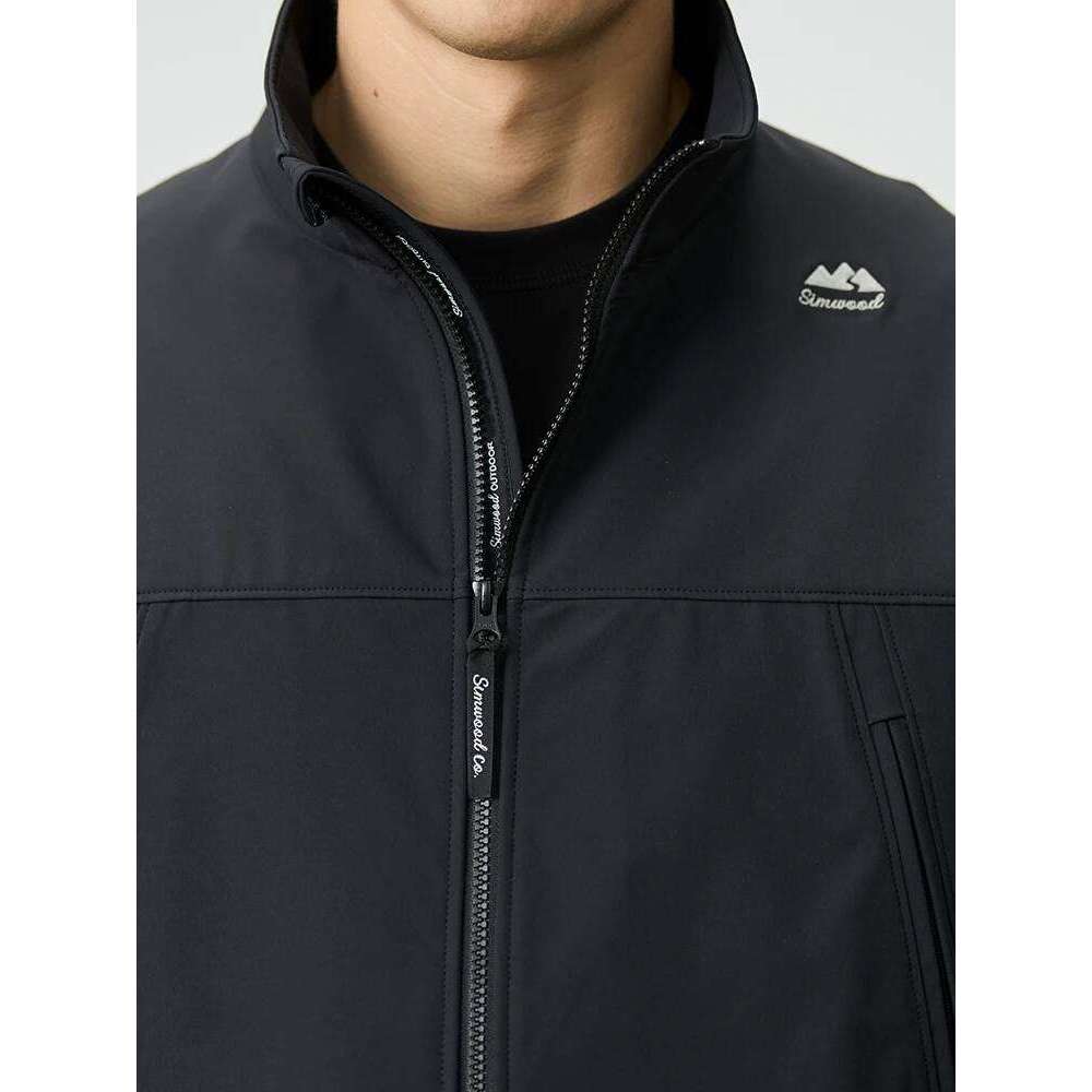 SIMWOOD 2025 Spring New Oversize Light Outdoor Jackets Men Softshell Antistatic Conductive Fibre Fabric Stand-up Collar Jacket