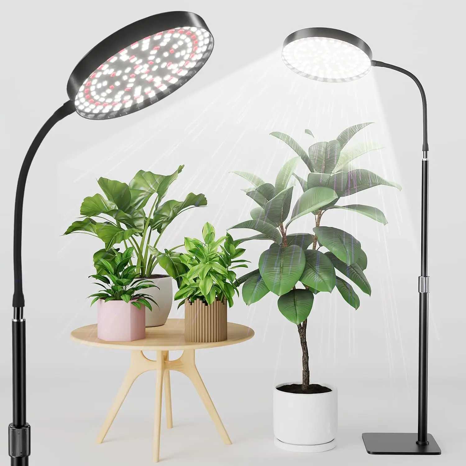 LED Grow Light Indoor Plants 6000K Full Spectrum With Stand AC85-265V Floor Plant Growing Lamp Auto ON/Off Timer 4/8/12 HoursXJ250526