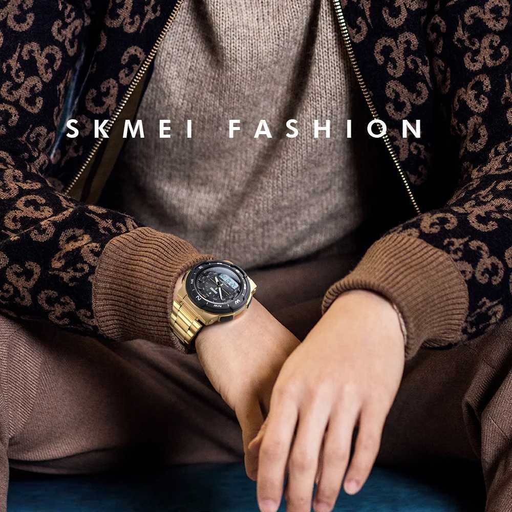 SKMEI Watch Mens Watch Fashion Sport Watches Stainless Steel Strap Mens Watches Stopwatch Chronograph Waterproof Wristwatch Men M250526