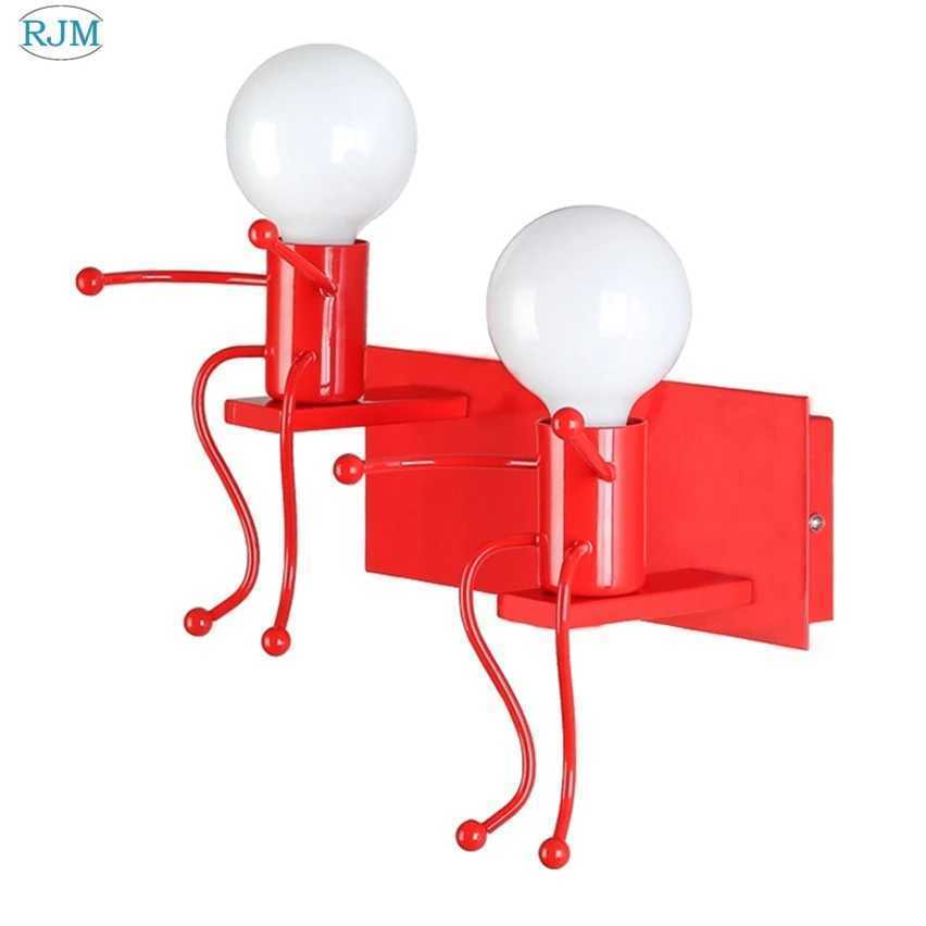 Nordic Modern Simple Creative Cartoon Children Iron Wall Lamps for Living Room Bedroom Bedside Hallway Indoor Lighting DecorXJ250526