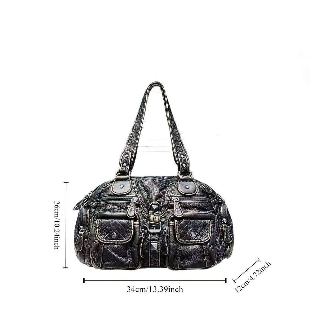 Women's Bags Designer Ladies' Fashionable Hot Girl Vintage Tote With Large Capacity Y2k Washed Vegan Leather Single Shoulder Crossbody Bag