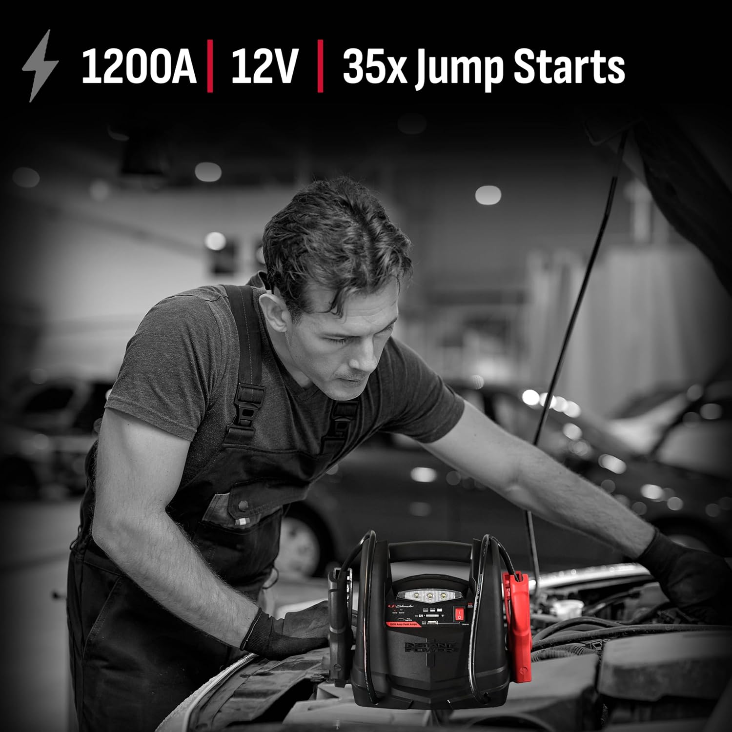 Schumacher Electric Lithium Jump Starter and Portable Power Station, SL1562, 4-in-1, 1200 Amps, 12 Volt, 150-PSI Air Compressor, USB Charging,