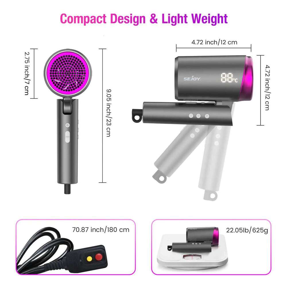 Sejoy Professional Ionic Blow Hair Dryer With Negative Ion Temp for Home Infinity TEMP/Wind Speed Setting