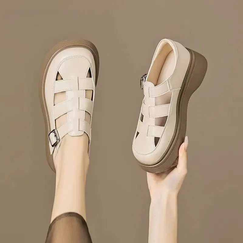 Womens Breathable Mesh Sandals with Adjustable Buckle Chunky Platform Wedge Heel Casual Comfort Shoes for Summer Walking 250526