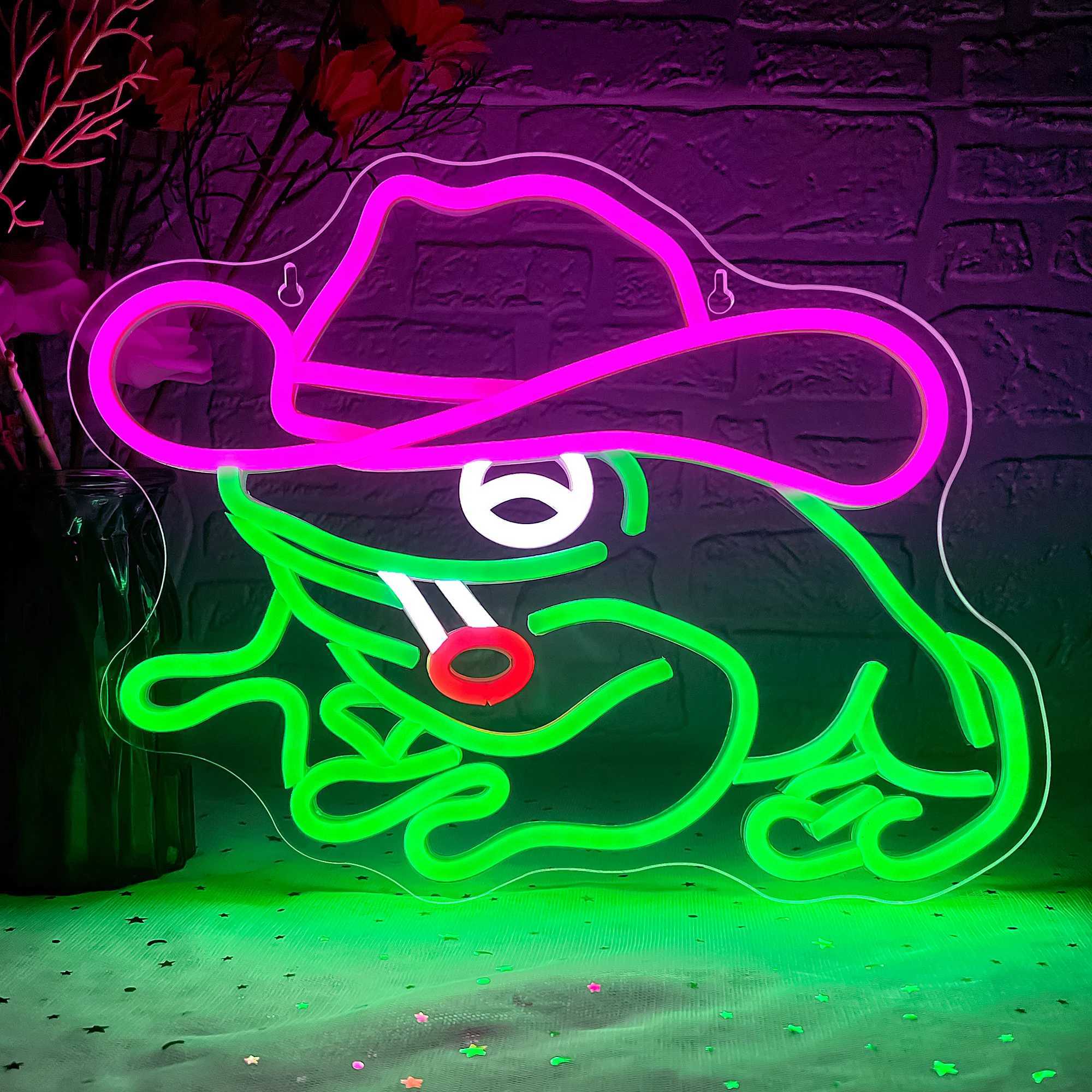 Frog Cowboy Neon Signs Frog Cowboy Lamp Lights Neon Signs for Wall Decor USB Powered for Bedroom Party Wedding Birthday Gift W250526