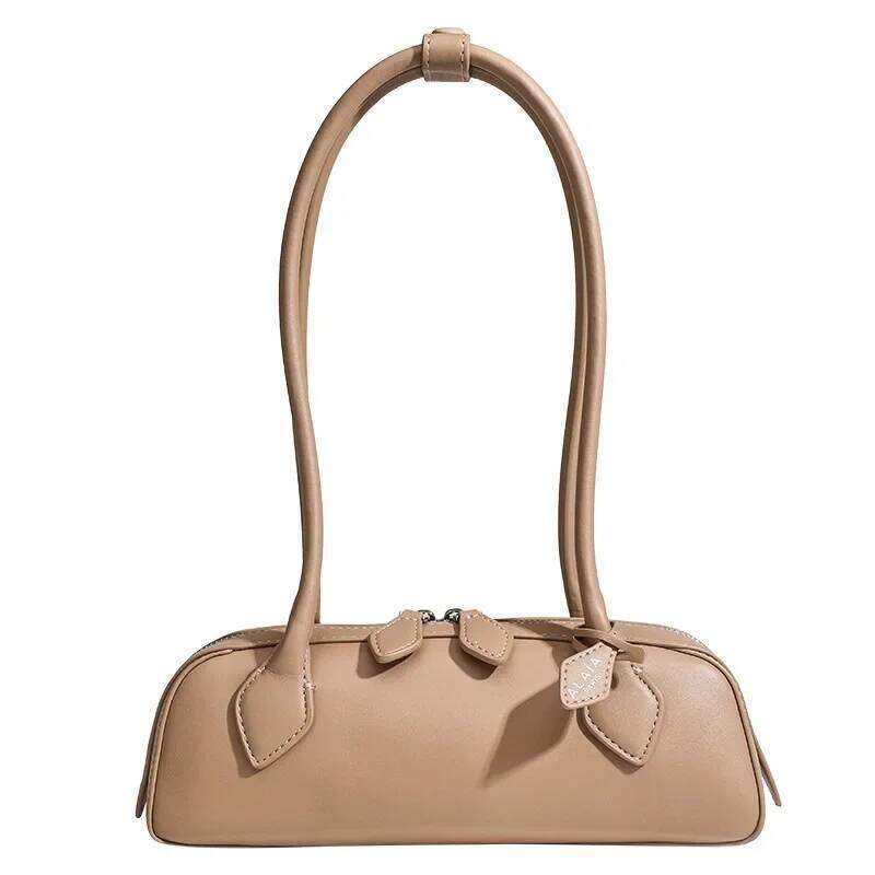 French Niche Sausage Vintage Underarm Bag Genuine Leather Women's Handbag Casual Commuting Versatile Single Shoulder