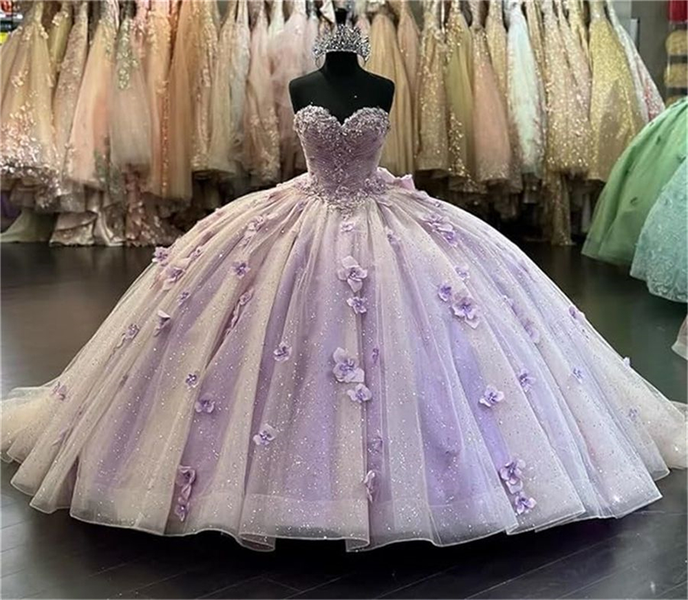 Ball Gown Quinceanera Dresses Sequins Appliques Big Bow Sweetheart Tulle Lace-up Plus Size Sweet 15 16 Princess Birthday Party Gowns Vestidos De 15 An