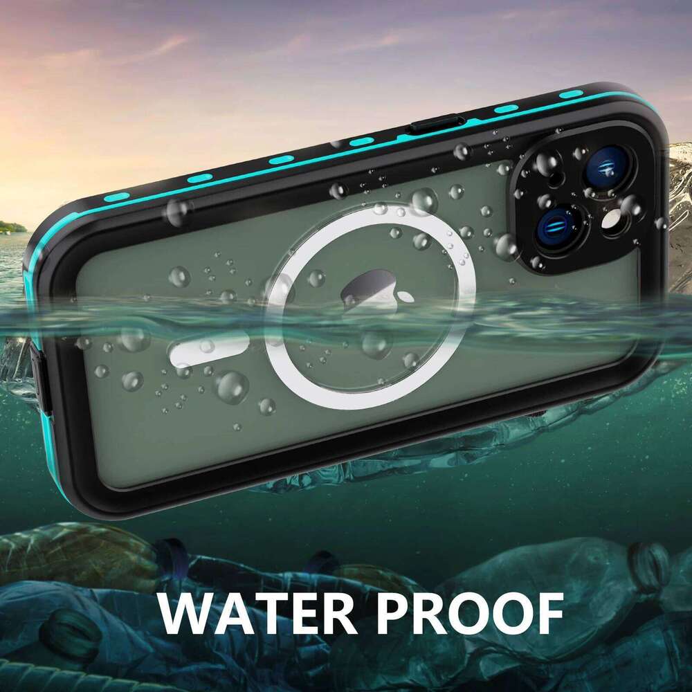 Shellbox-Waterproof and Dustproof Case for iPhone Magnetic Charging Diving Underwater 360 Full Cover IP68 16 15 14 13ProMax Plus