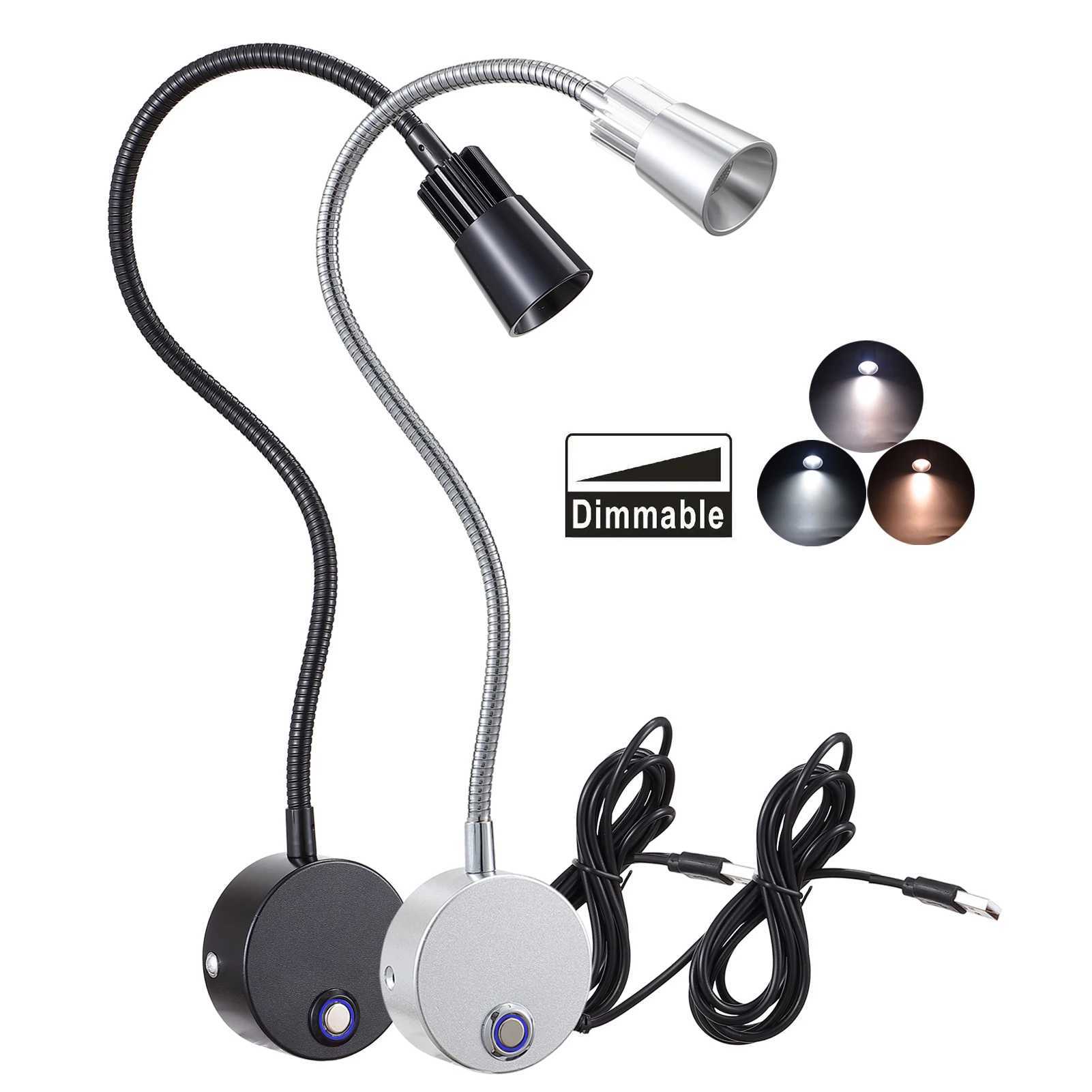 5V USB 3CCT Dimmable Wall Lamp CRI98 RG0 Bedside Reading Lamp Working Spot Light 15 Gooessneck AdjustableXJ250526