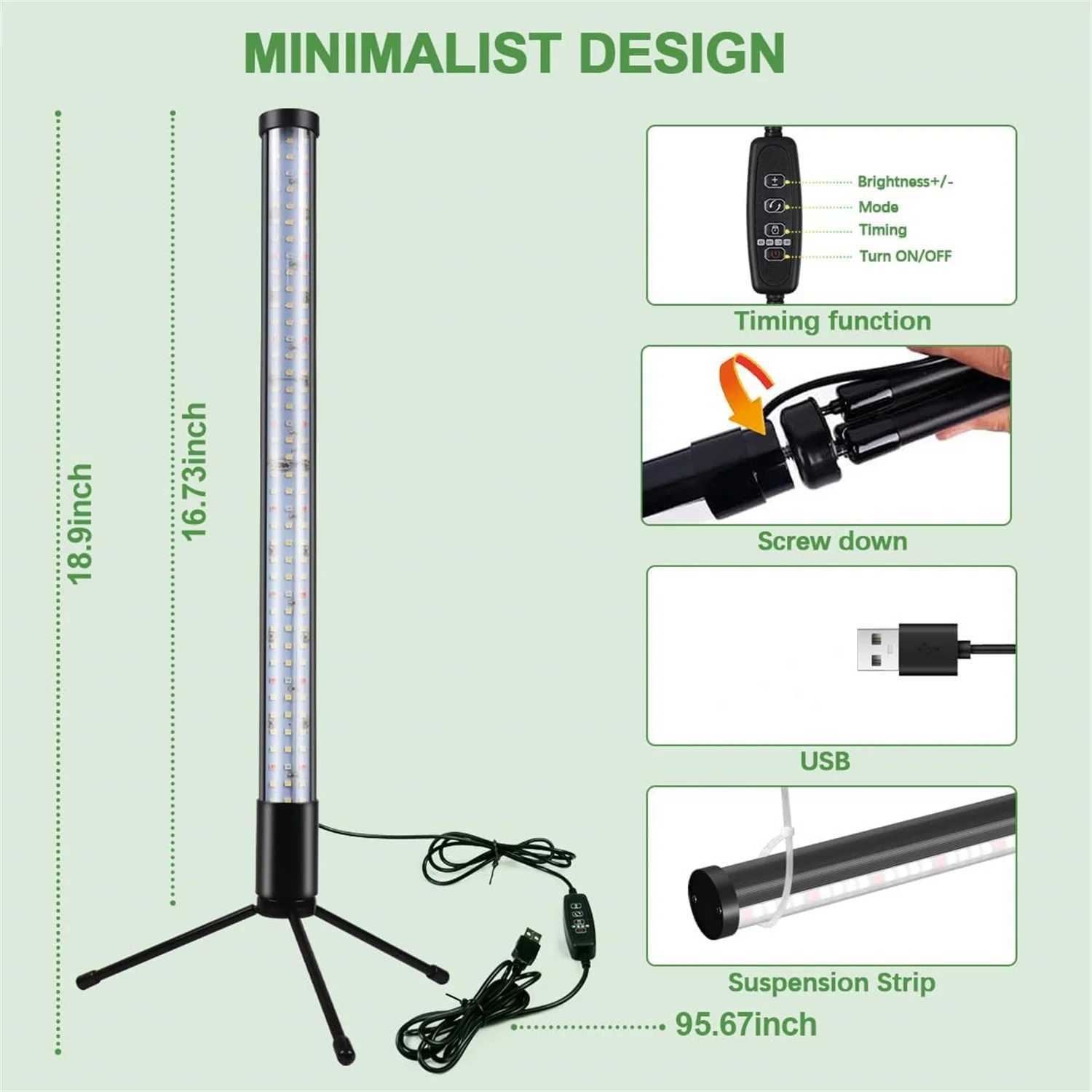 T10 LED Grow Light Tube Full Spectrum Plant Lamp Adjustable Dimmable Growing Lamp Hydroponics With Timer Indoor Plants LightXJ250526