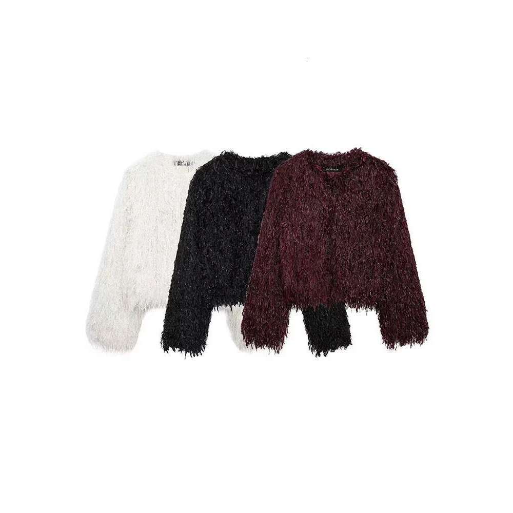 2024 new women's clothing European and American style fashionable simple versatile long-sleeved multi-color fur coat