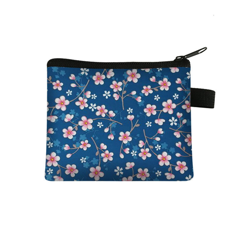 New floral petal mini wallet for women, portable key storage, coin exchange card, small square bag, designer men's key bag