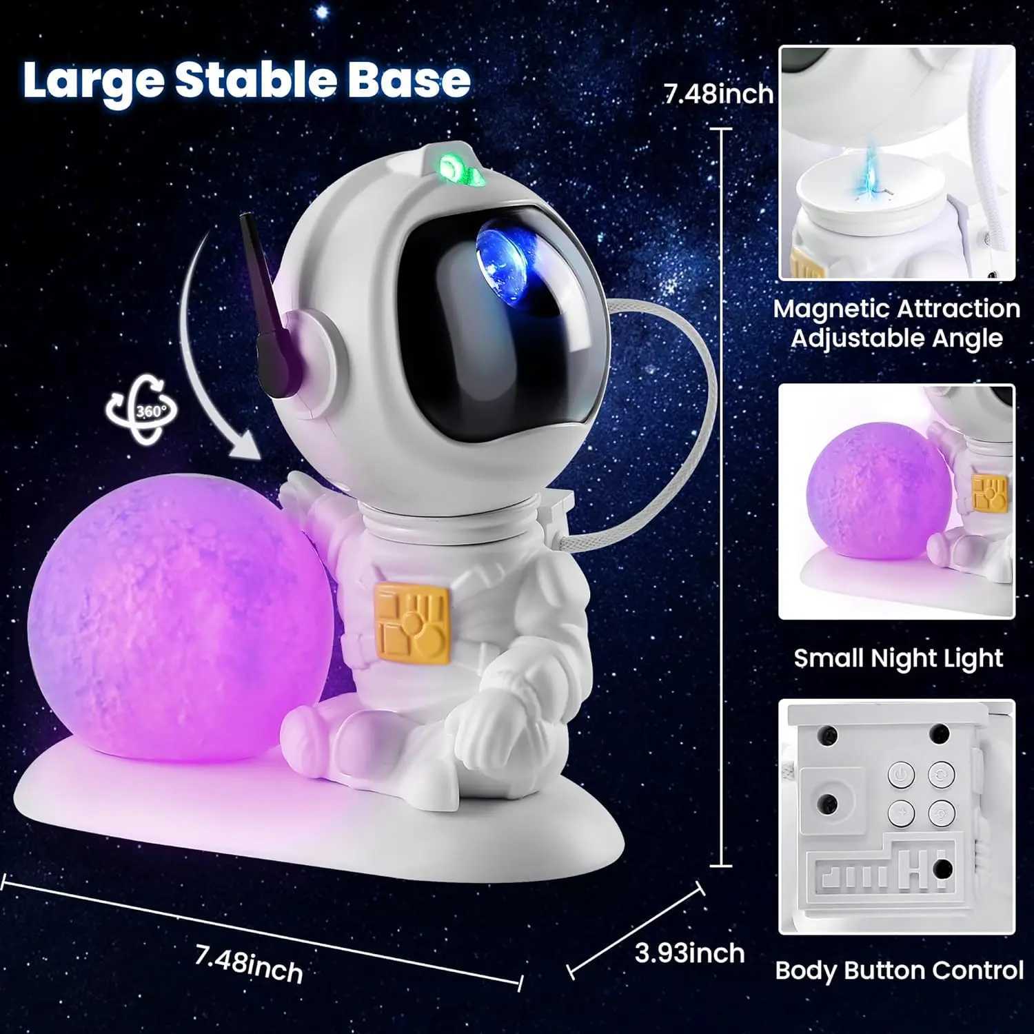 Astronaut Galaxy Projector Fairy Lights Ceiling LED Spotlight USB Powered Remote RGB Night Lamp for Gaming Room Christmas PartyXJ250526