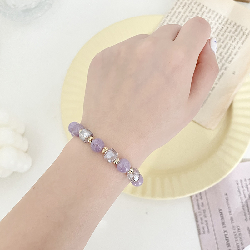 Korean style creative women's fashionable elastic pearl clothing accessories amethyst single layer bracelet