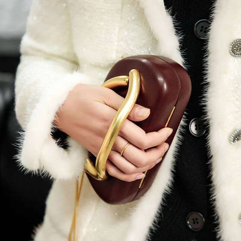 Designer Box Clutch Bag Vintage Women's Leather Shoulder Handbag Gold Closure Lady Evening Wedding Purse Female Wallets