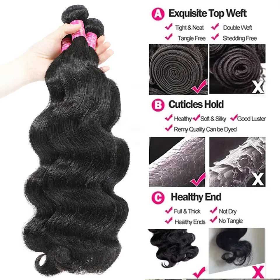 8-40 Inch Body Wave Human Hair Bundles 28 30 Inch 100% Raw Hair 15A Top Quality Best Cheap Human Hair Extensions Double Weft S25526