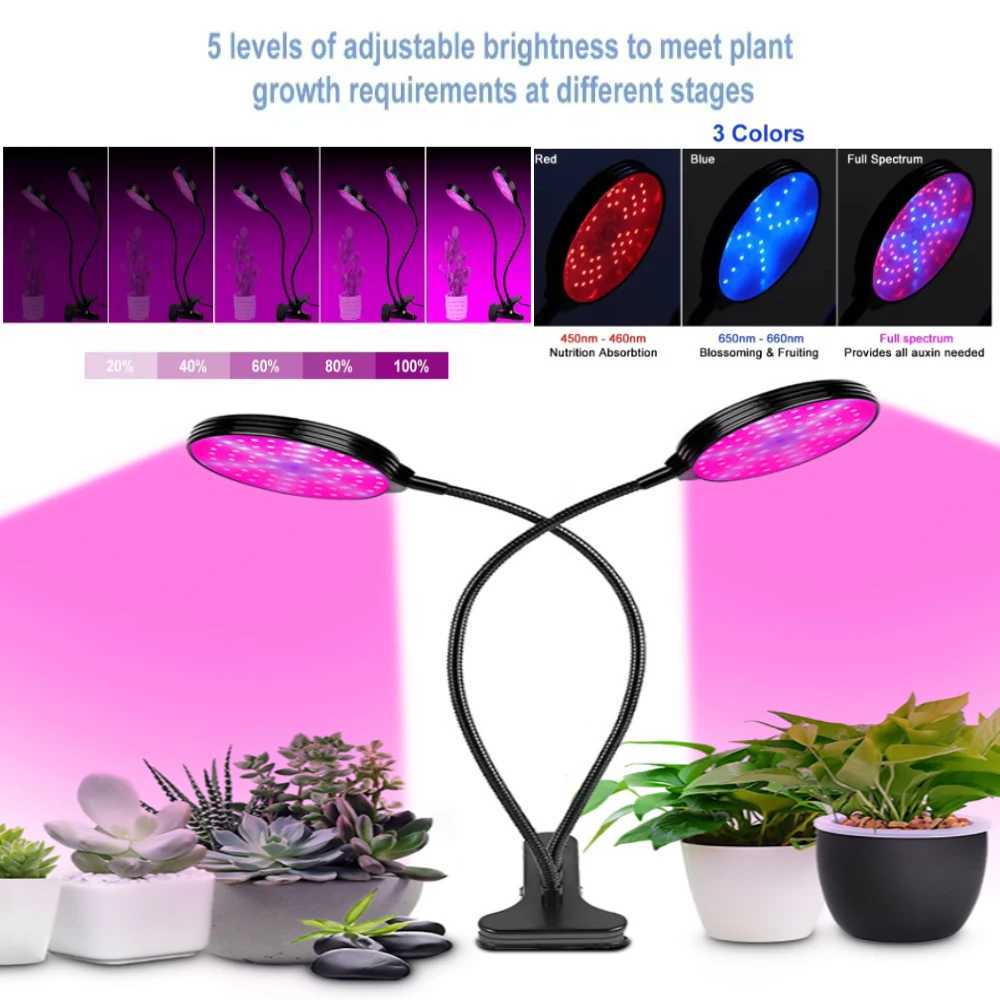 Plants Growth Light Indoor Full Spectrum LED Plant Light with Automatic On/Off Timer Dimmable 360Adjustable Gooseneck LightXJ250526