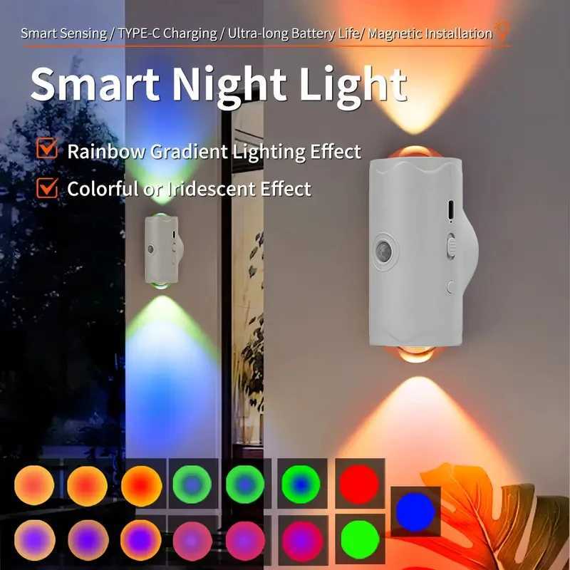 Motion Sensor Wall Lamp LED Wall Lights RGB Warm Light Home Decoration Light Up and Down Night Light Rechargeable for Stair PorchXJ250526