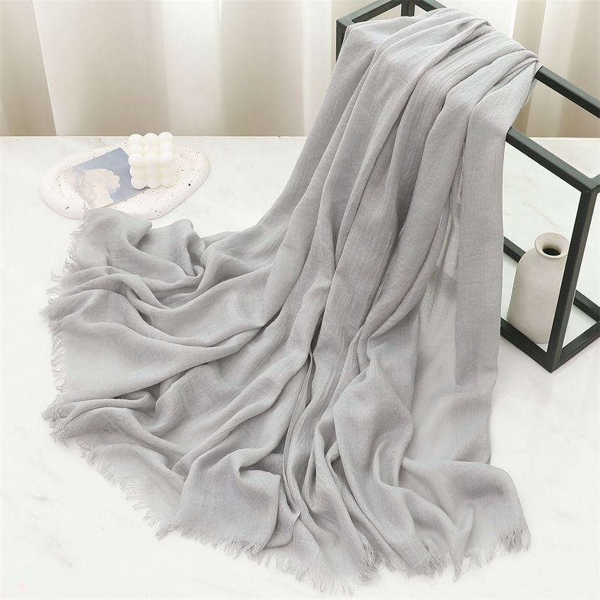 K834 Foreign trade scarf solid color cotton and linen headscarf spring, summer, autumn and winter women's literary sun protection warm shawl neck