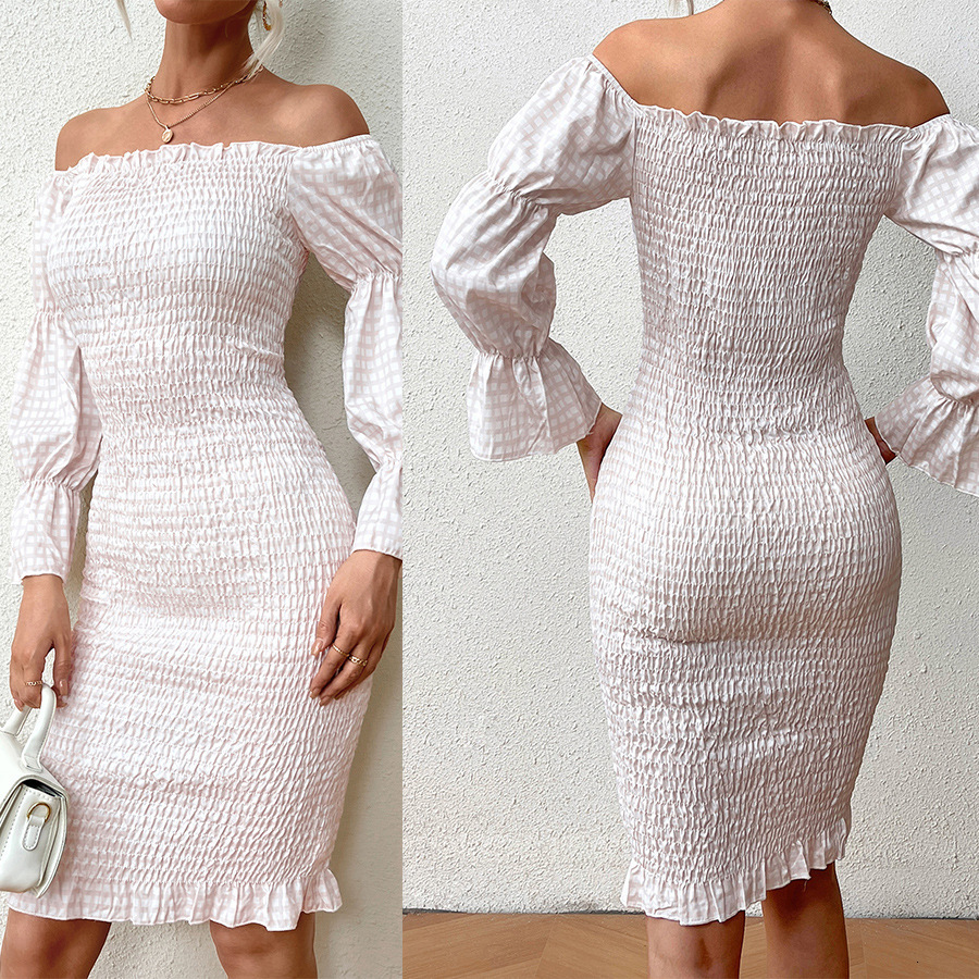 Summer new style elegant one shoulder solid color dress mid skirt for women