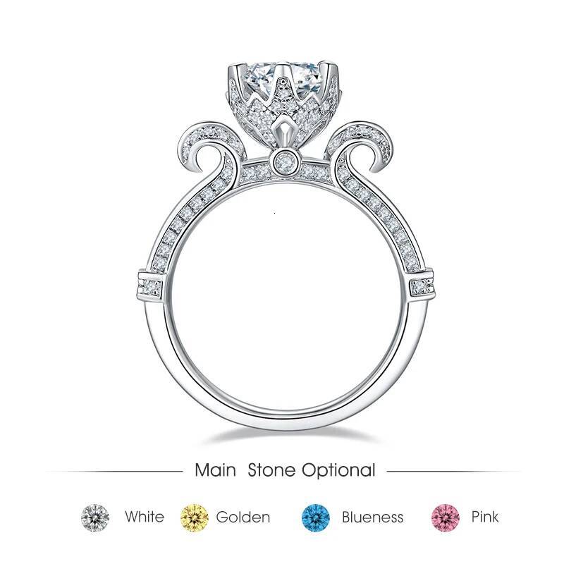 GEM'S BALLET 585 14K 10K Gold Sier 1Ct D Color Antique Style Round Moissanite Engagement Ring For Women Wedding