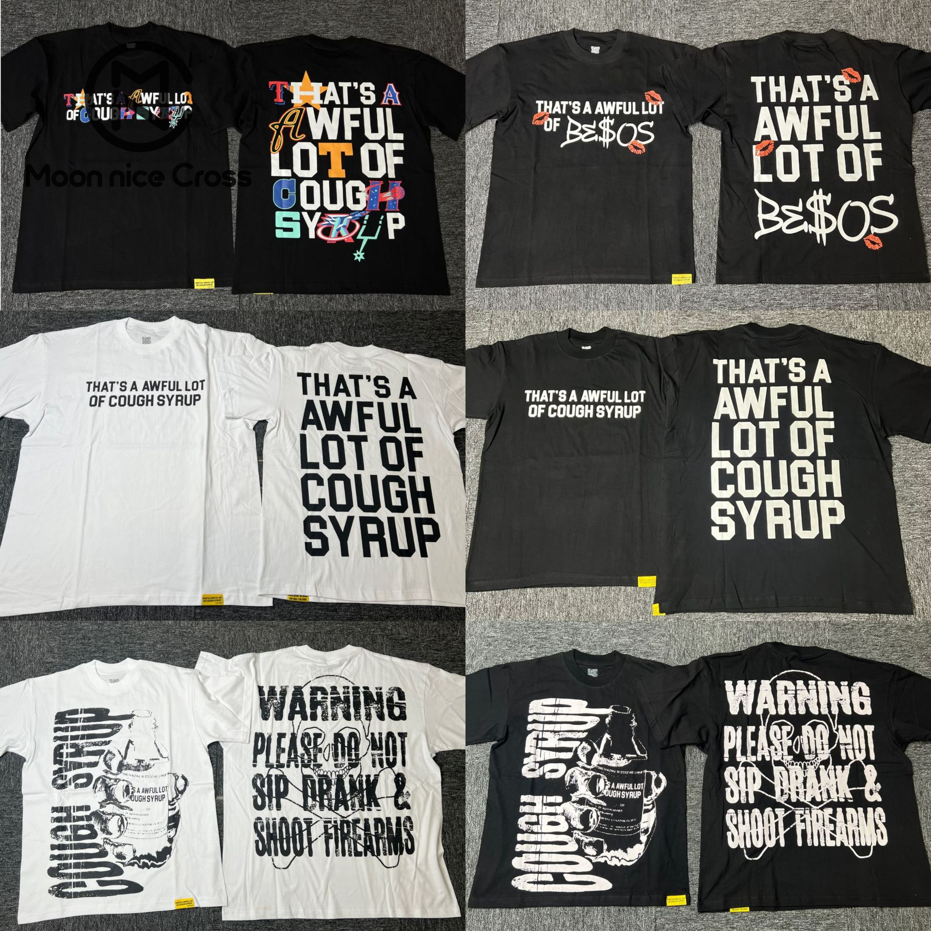2025 New shirt Mens shirt European And American Trendy Thats A Awful Lot Of Cough Syrup Sports Leisure Hoodie High Street Tshirt Sleeved High Quality Casual tee 300