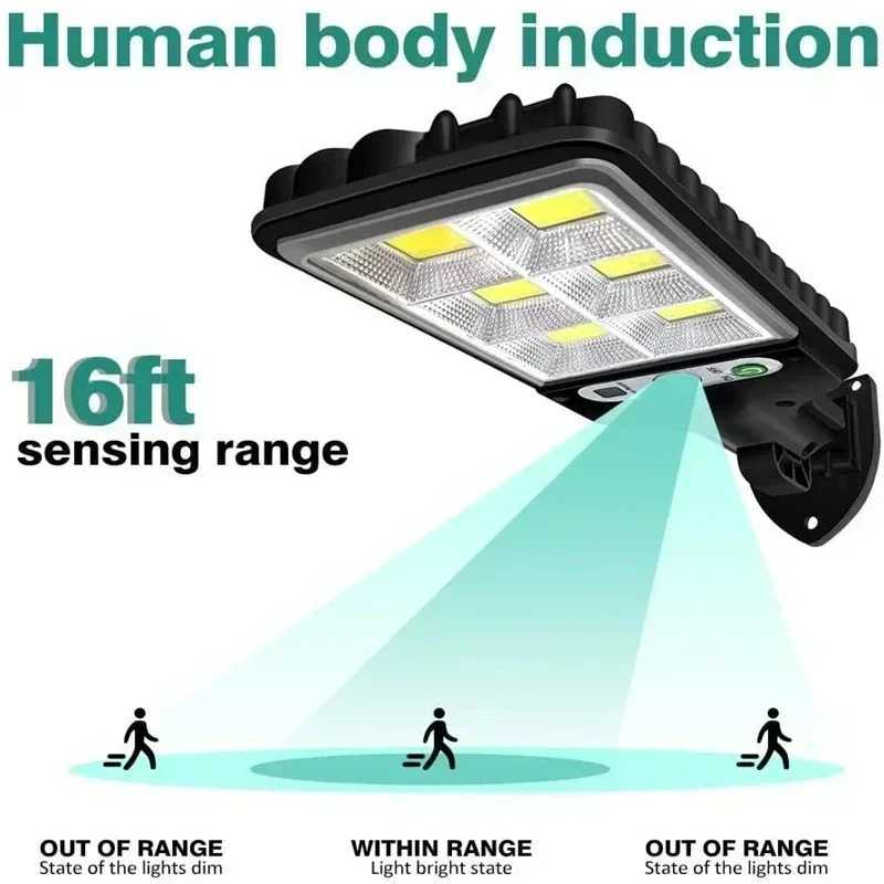 Powerful LED Solar Outdoor LED Courtyard Wall Lamp Rechargeable Human Body Induction Garden Terrace Garage Door Street LightingXJ250526
