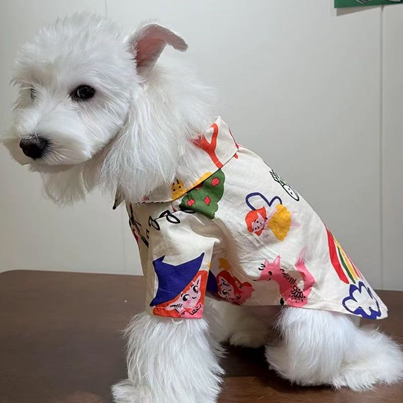 T00307 Dog clothes summer sun protection shirt pet summer small flower cool clothes Bichon Yorkshire small dog Schnauzer