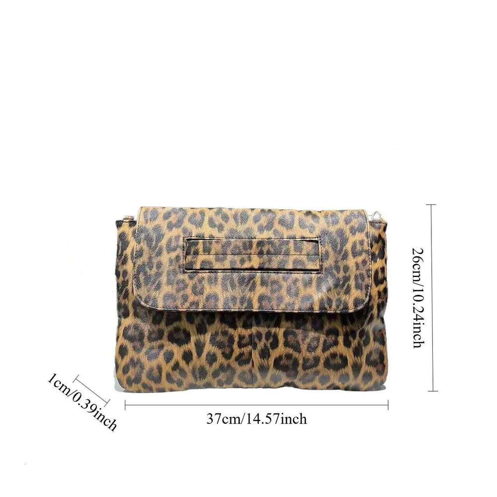 Women's Bags Designer Ladies' Fashionable Retro Leopard Print Handbag, Personalized High-Capacity Set, Official Document Shoulder Bag