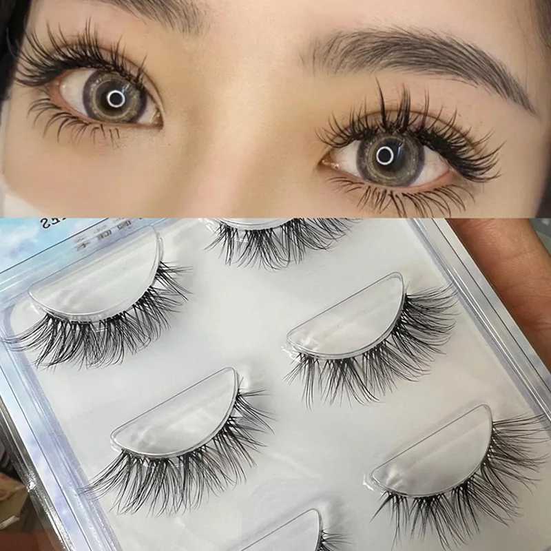 Burgundy False Eyelashes Cat Eye Eyelashes Invisible Clear Band Lashes Cosplay Lash Clusters Natural Lashes Extension Makeup z250526ZKBD
