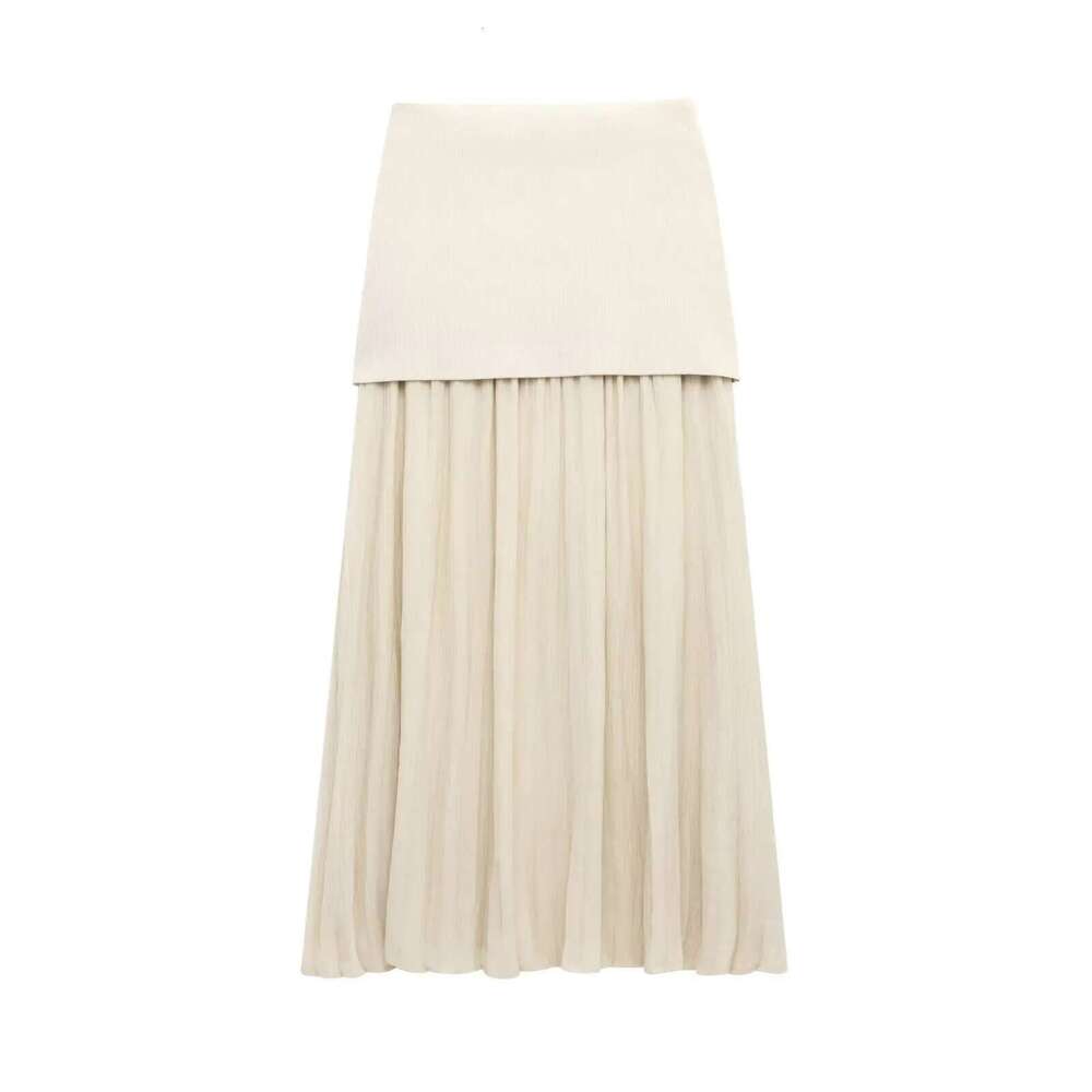 ZBZA Women's Knitted Vest Suit V-Neck Single-Breasted Cropped Top High Waist Zipper Midi Skirt Spring Summer New Chic Set