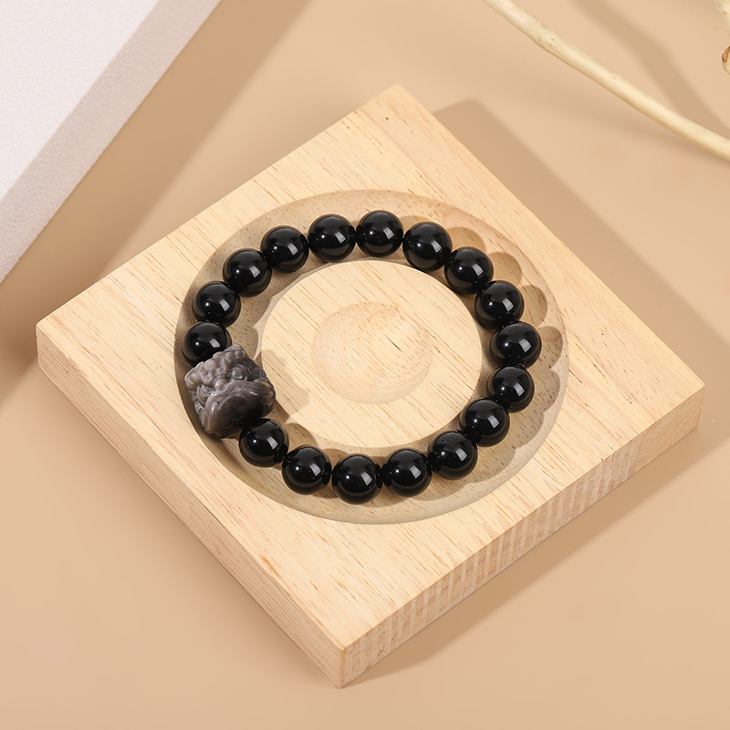 Obsidian bead for Valentine's Day gift, zodiac year bracelet, men's new Chinese lion awakening bracelet
